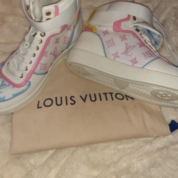 WMNS) LOUIS VUITTON LV Boombox Monogram High-Top Sneakers Denim